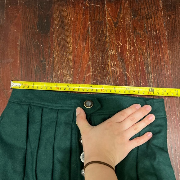 Forest Green Vintage Wool Midi A-Line Skirt with pockets and amazing beading - Picture 6 of 10